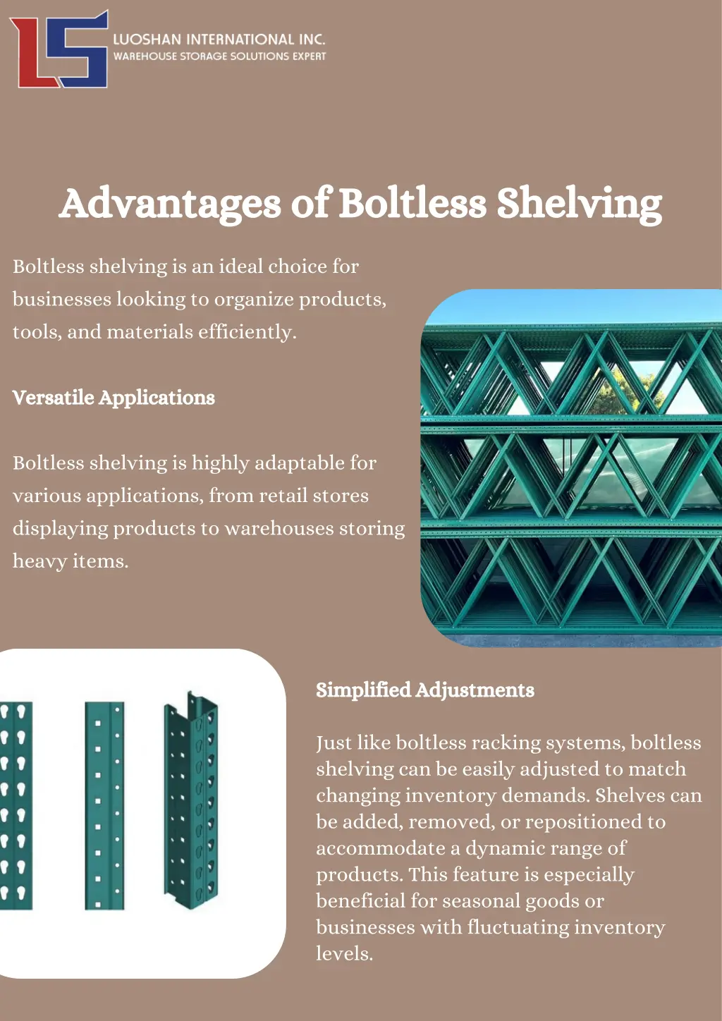 advantages of boltless shelving