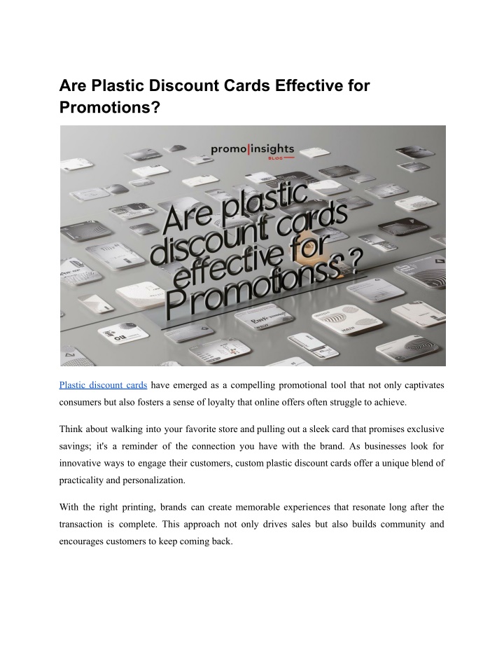 are plastic discount cards effective