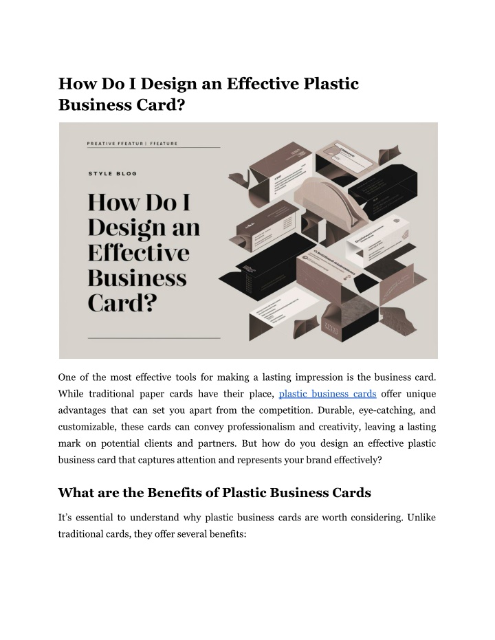 how do i design an effective plastic business card