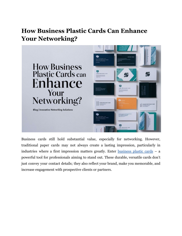 how business plastic cards can enhance your