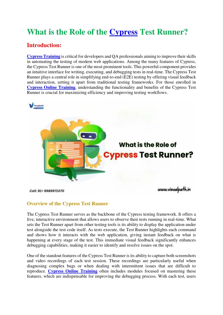 what is the role of the cypress test runner