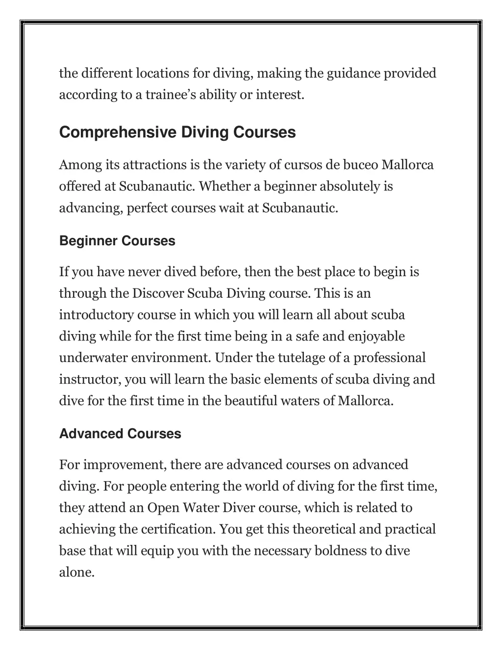 the different locations for diving making