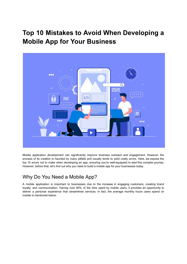 top 10 mistakes to avoid when developing a mobile