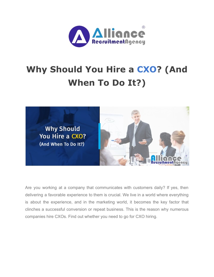 why should you hire a cxo and when to do it