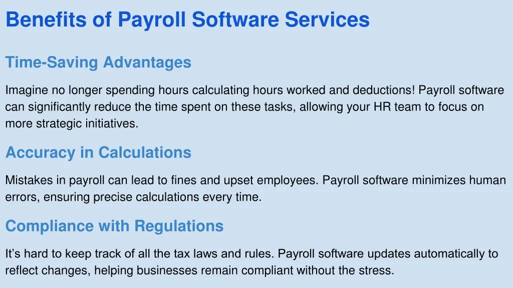 benefits of payroll software services