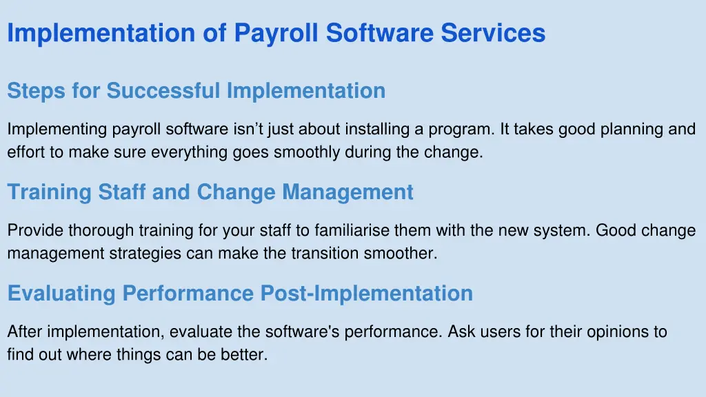 implementation of payroll software services