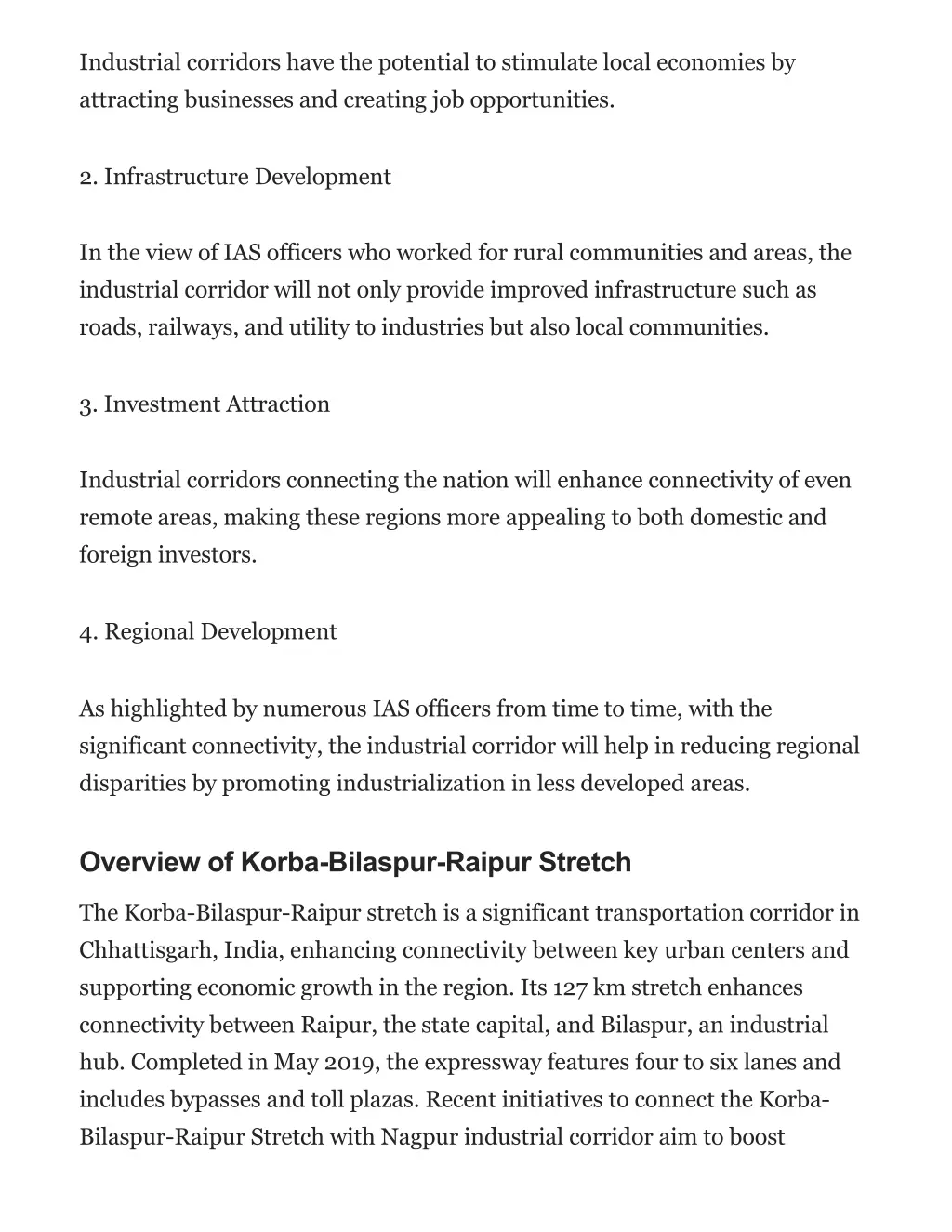 industrial corridors have the potential