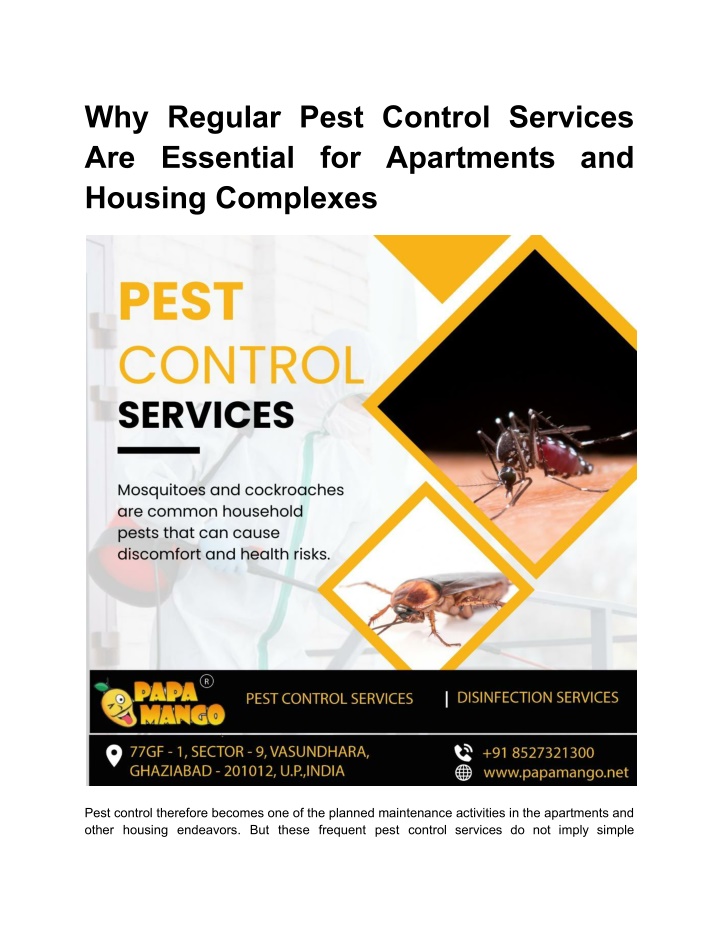 why regular pest control services are essential