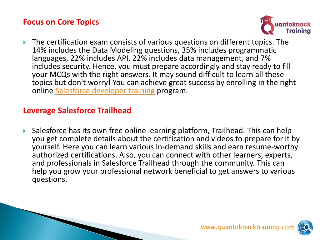 focus on core topics