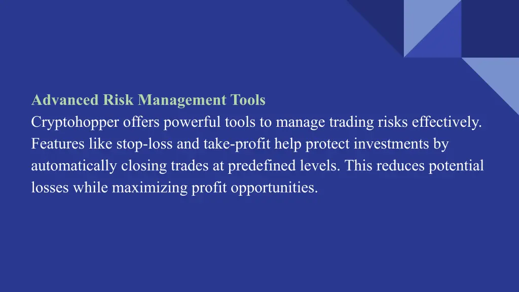 advanced risk management tools cryptohopper