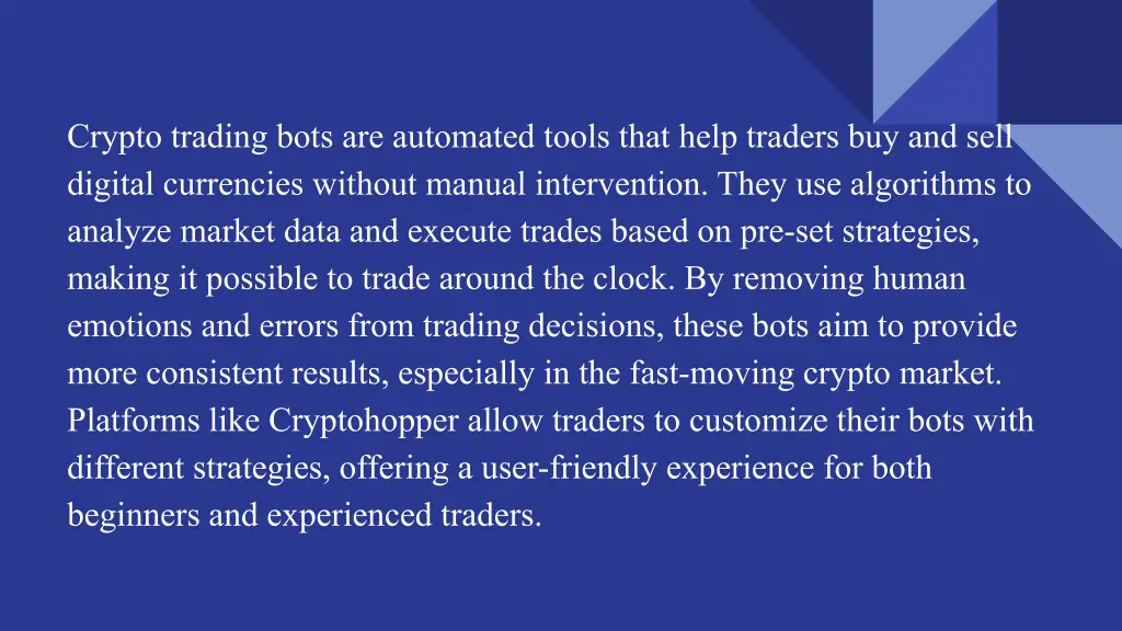 crypto trading bots are automated tools that help