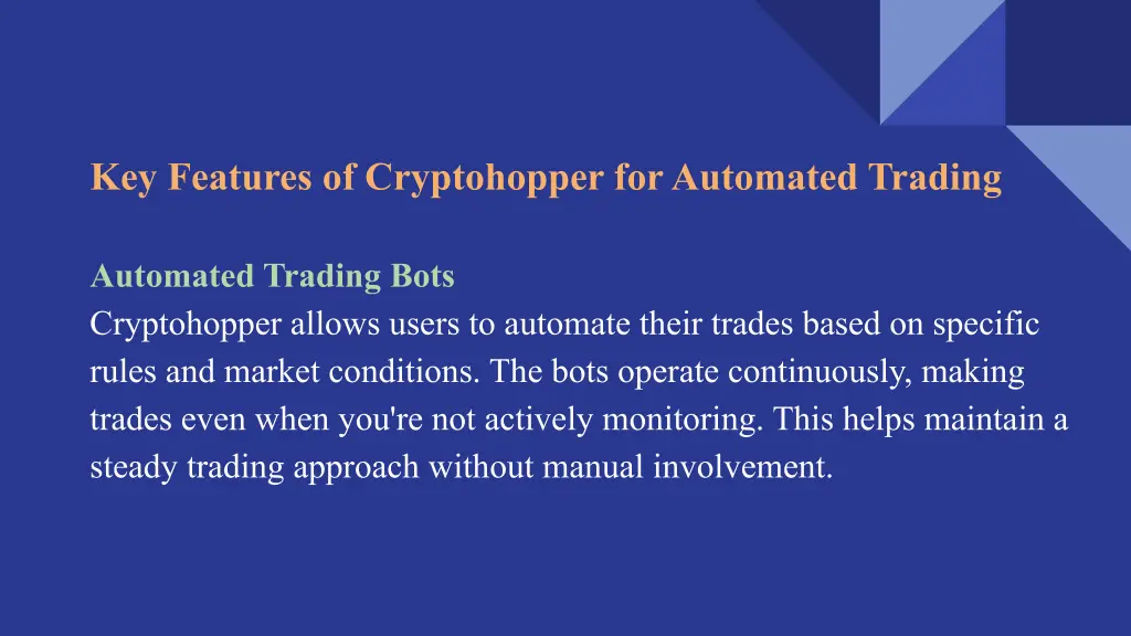 key features of cryptohopper for automated trading