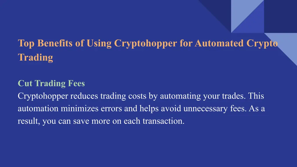 top benefits of using cryptohopper for automated