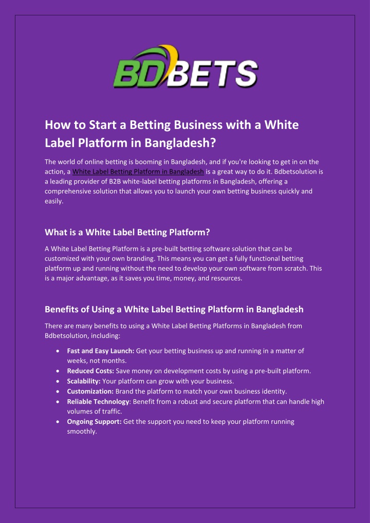 how to start a betting business with a white