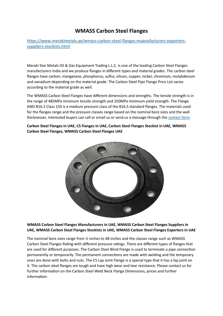 wmass carbon steel flanges