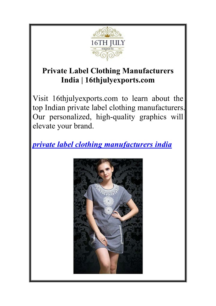 private label clothing manufacturers india