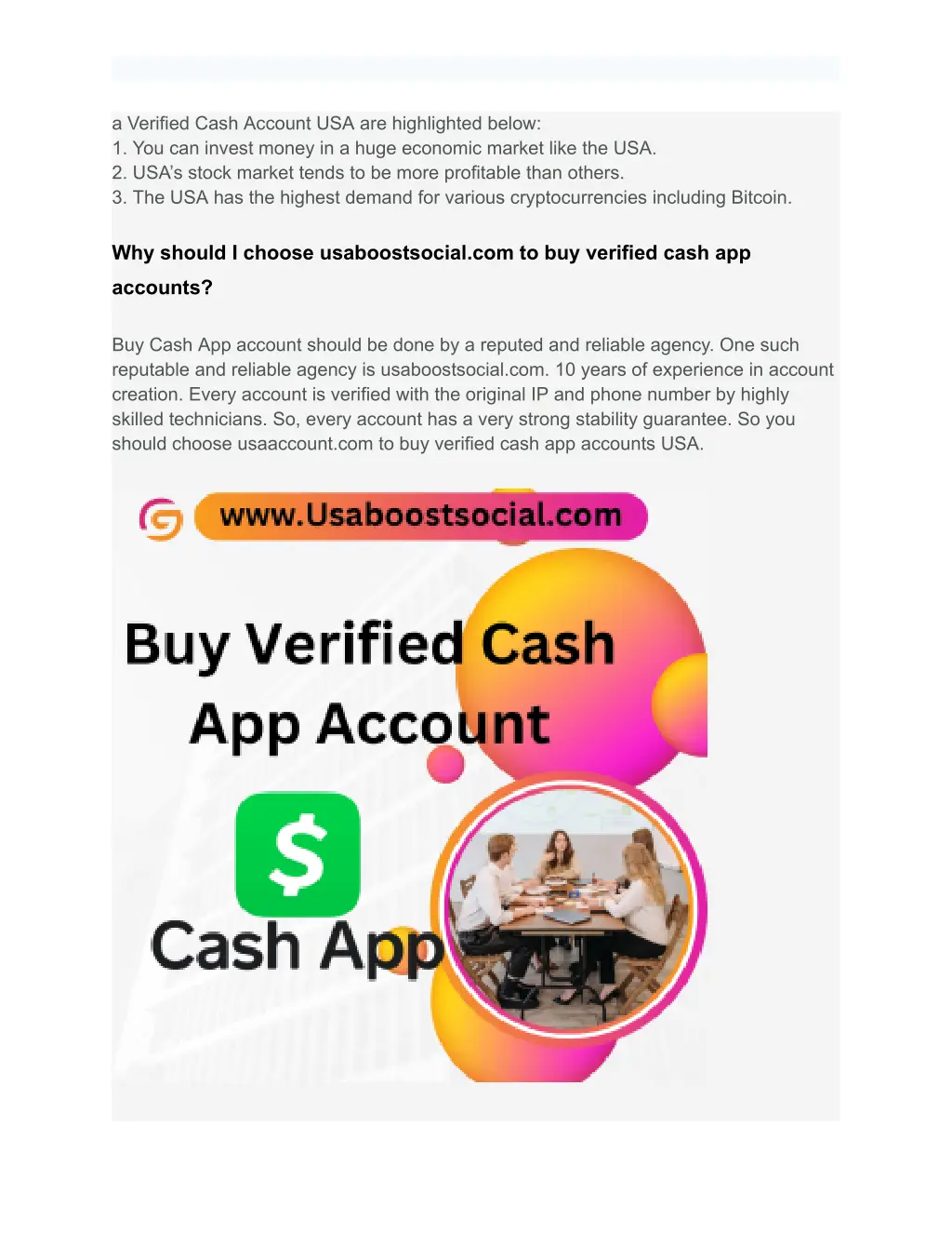 a verified cash account usa are highlighted below