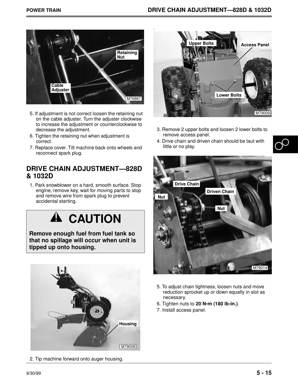 drive chain adjustment 828d 1032d