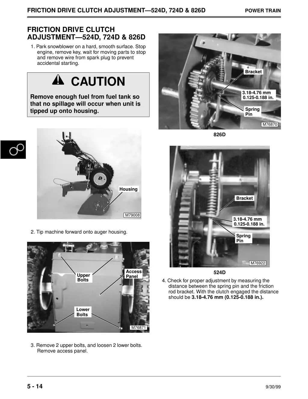 friction drive clutch adjustment 524d 724d 826d