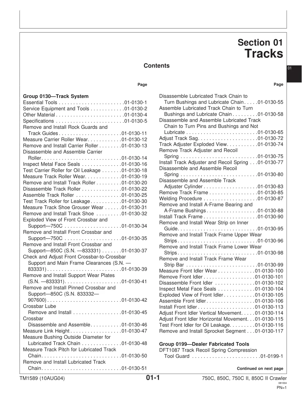 section 01 tracks