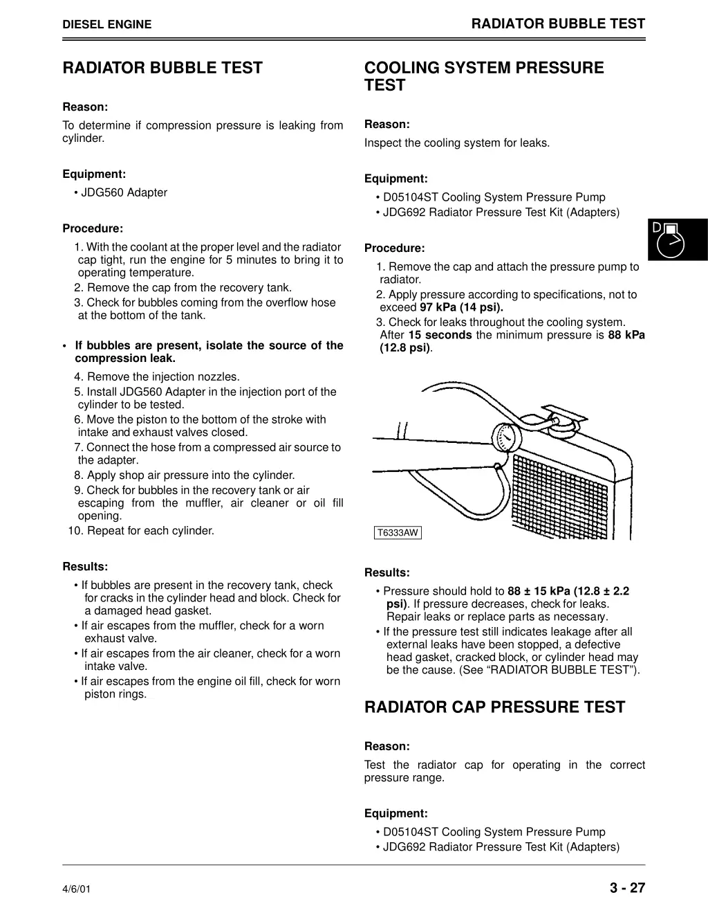 radiator bubble test