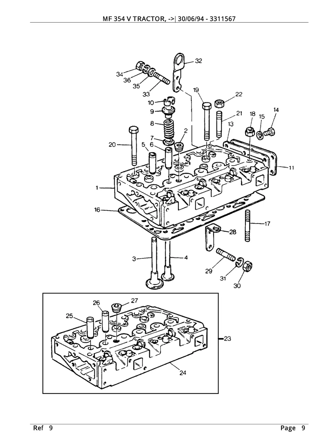 mf 354 v tractor 30 06 94 3311567 3