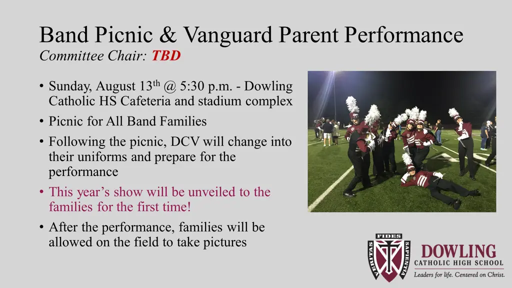 band picnic vanguard parent performance committee