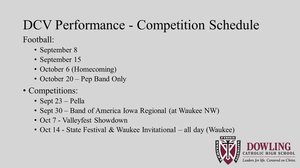 dcv performance competition schedule football