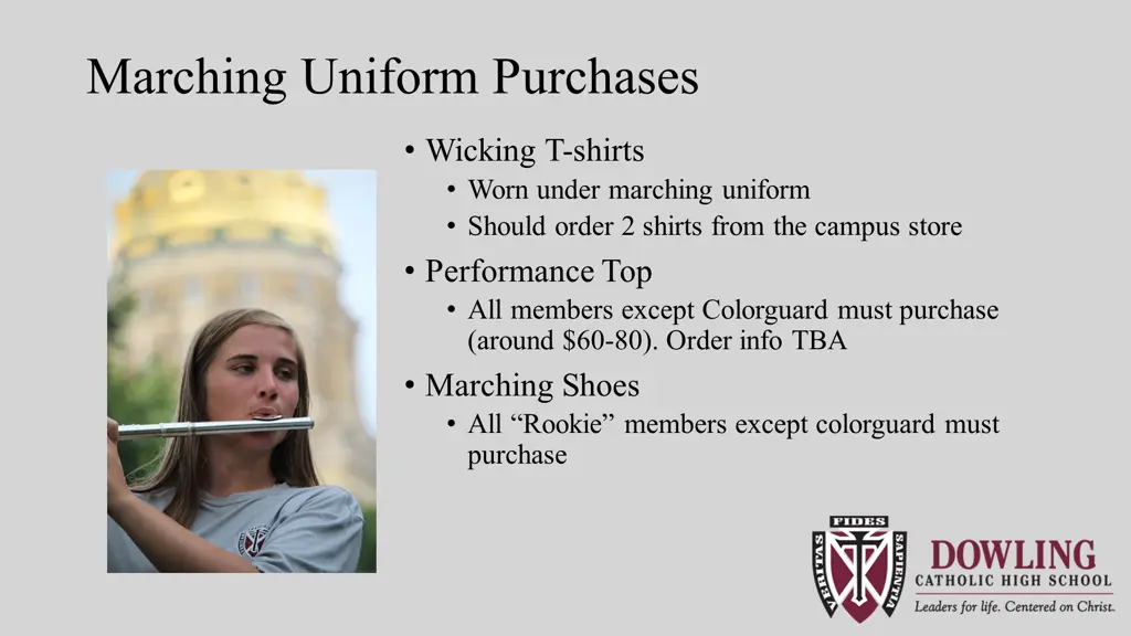 marching uniform purchases