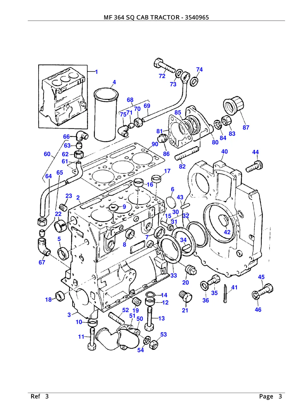 mf 364 sq cab tractor 3540965 2