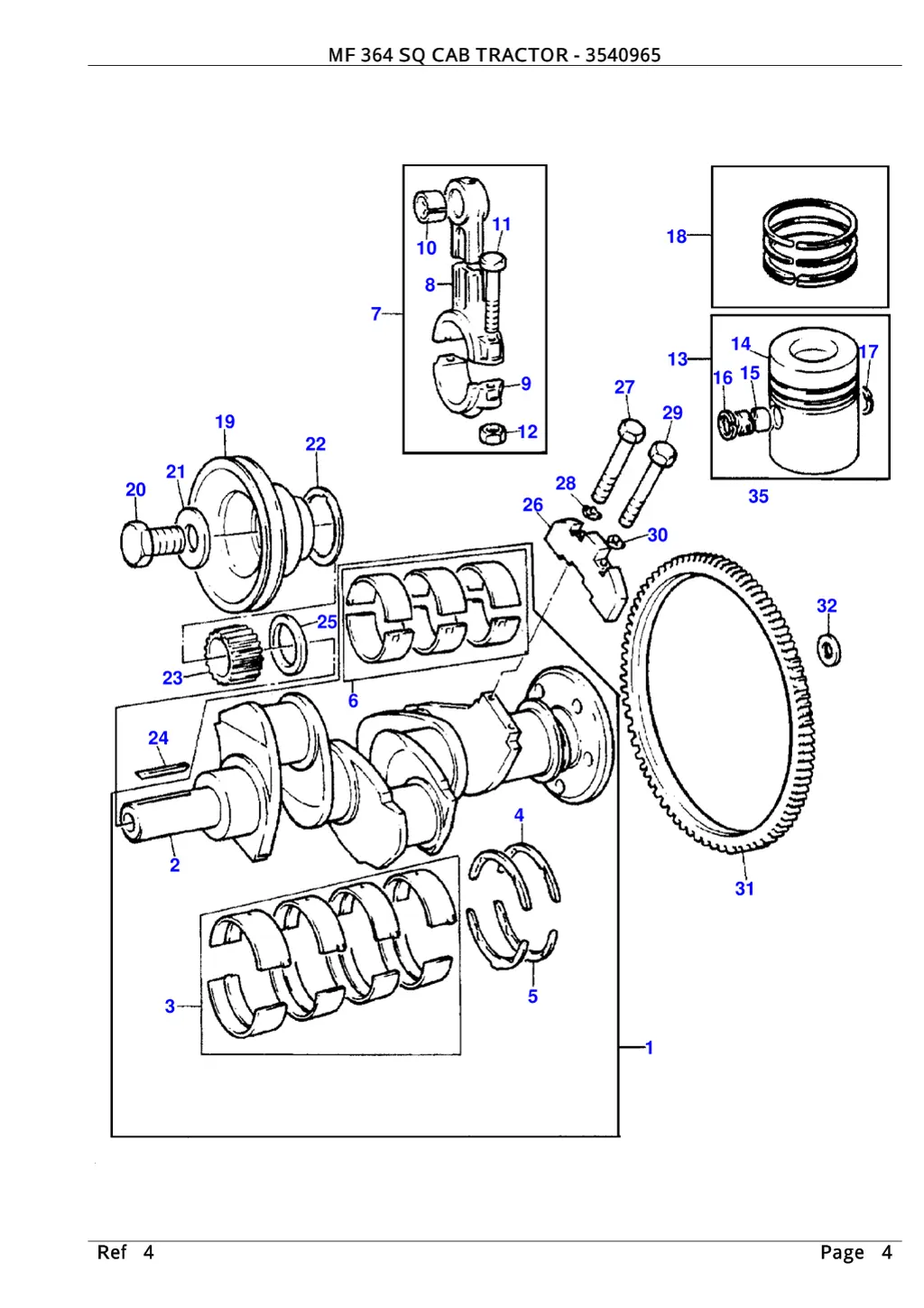 mf 364 sq cab tractor 3540965 3