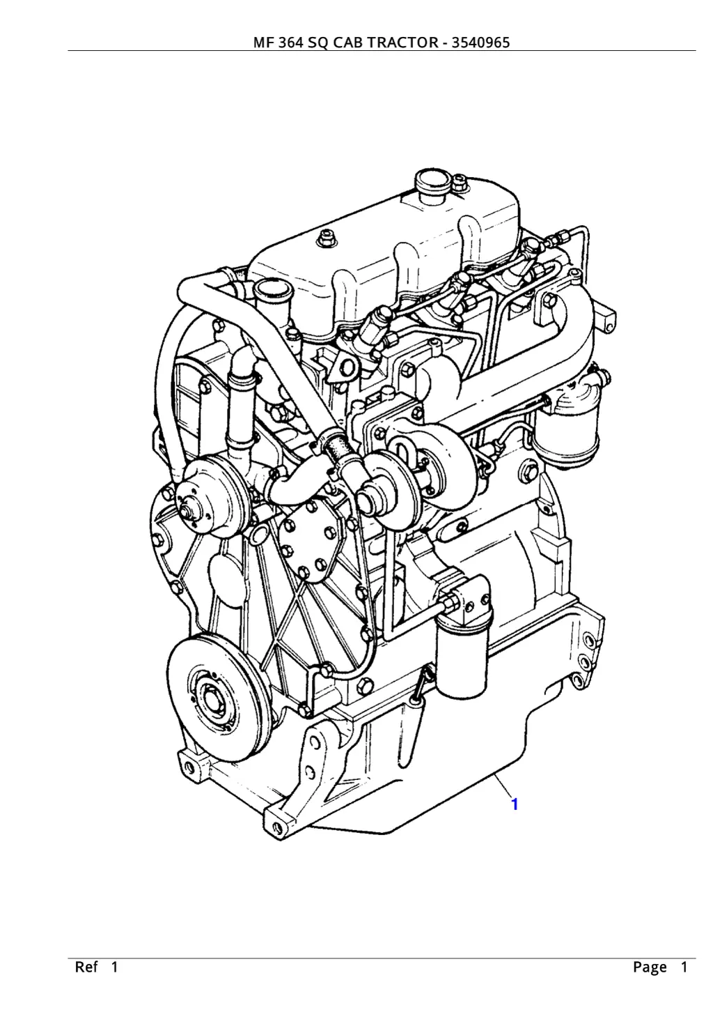 mf 364 sq cab tractor 3540965