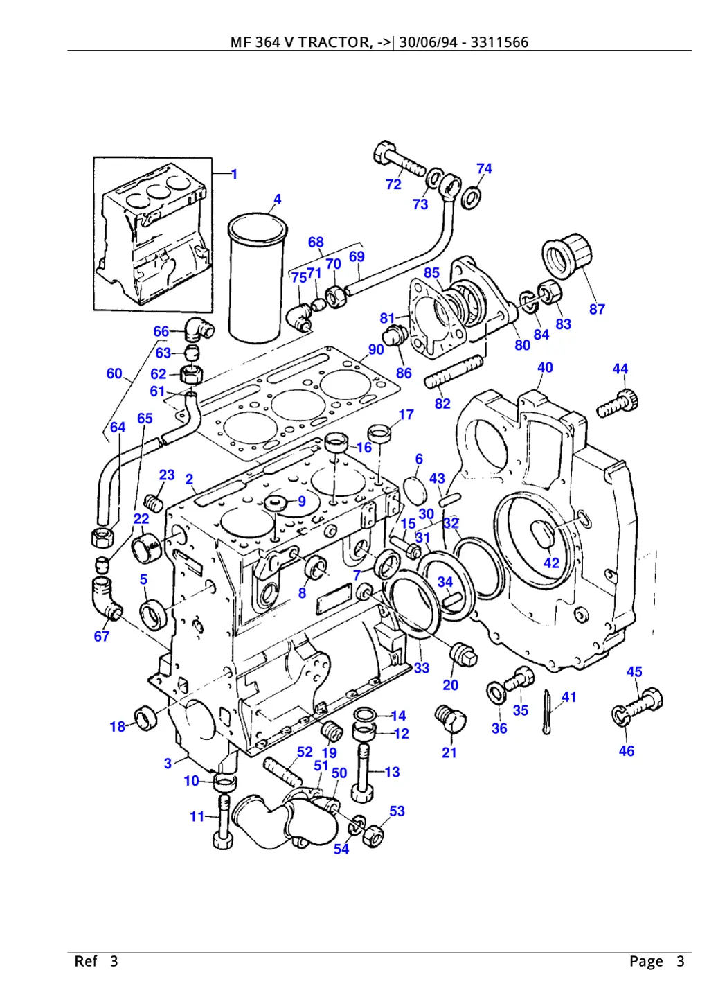 mf 364 v tractor 30 06 94 3311566 2