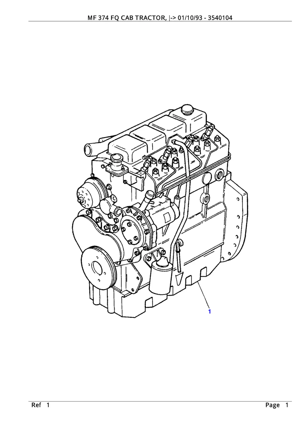 mf 374 fq cab tractor 01 10 93 3540104