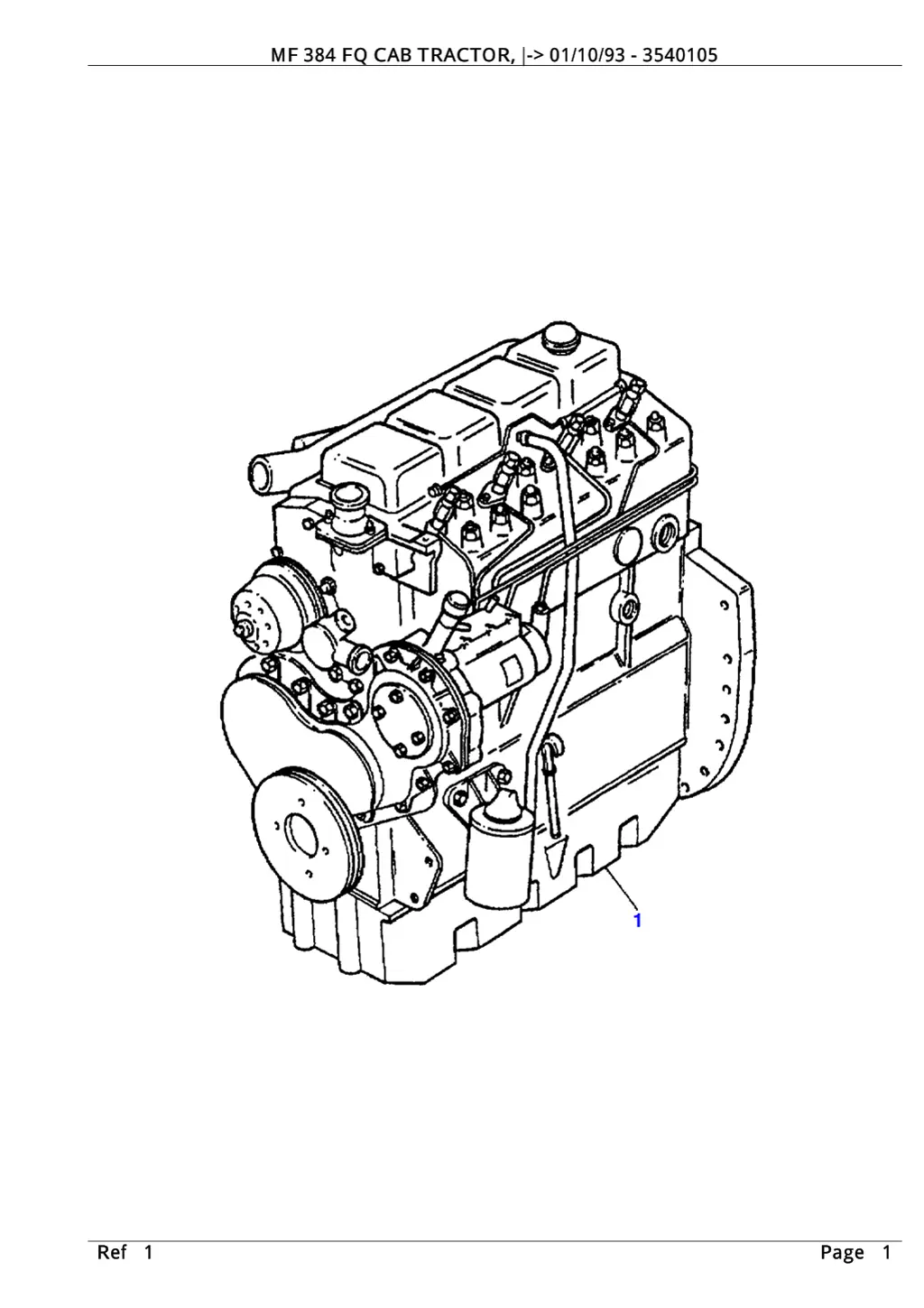 mf 384 fq cab tractor 01 10 93 3540105