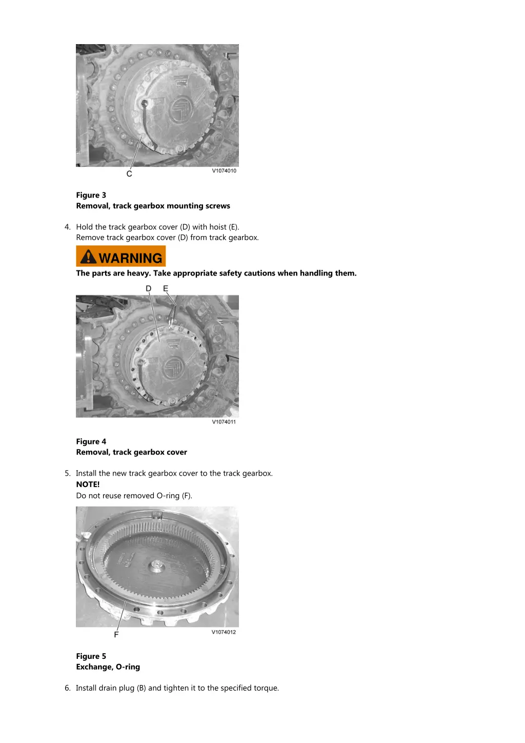 figure 3 removal track gearbox mounting screws