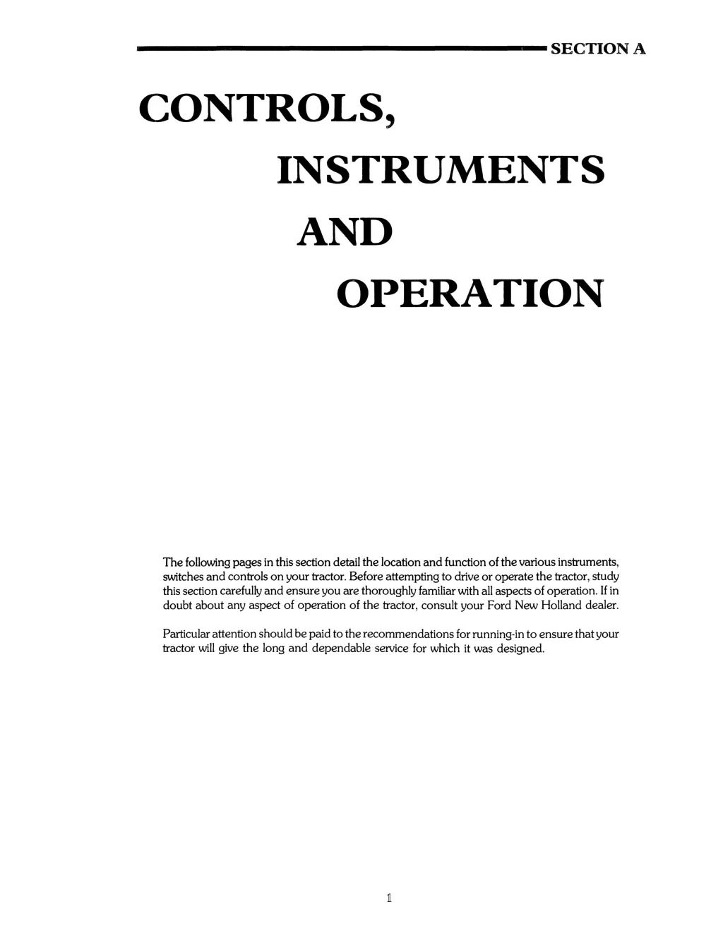 section a controls instruments and operation