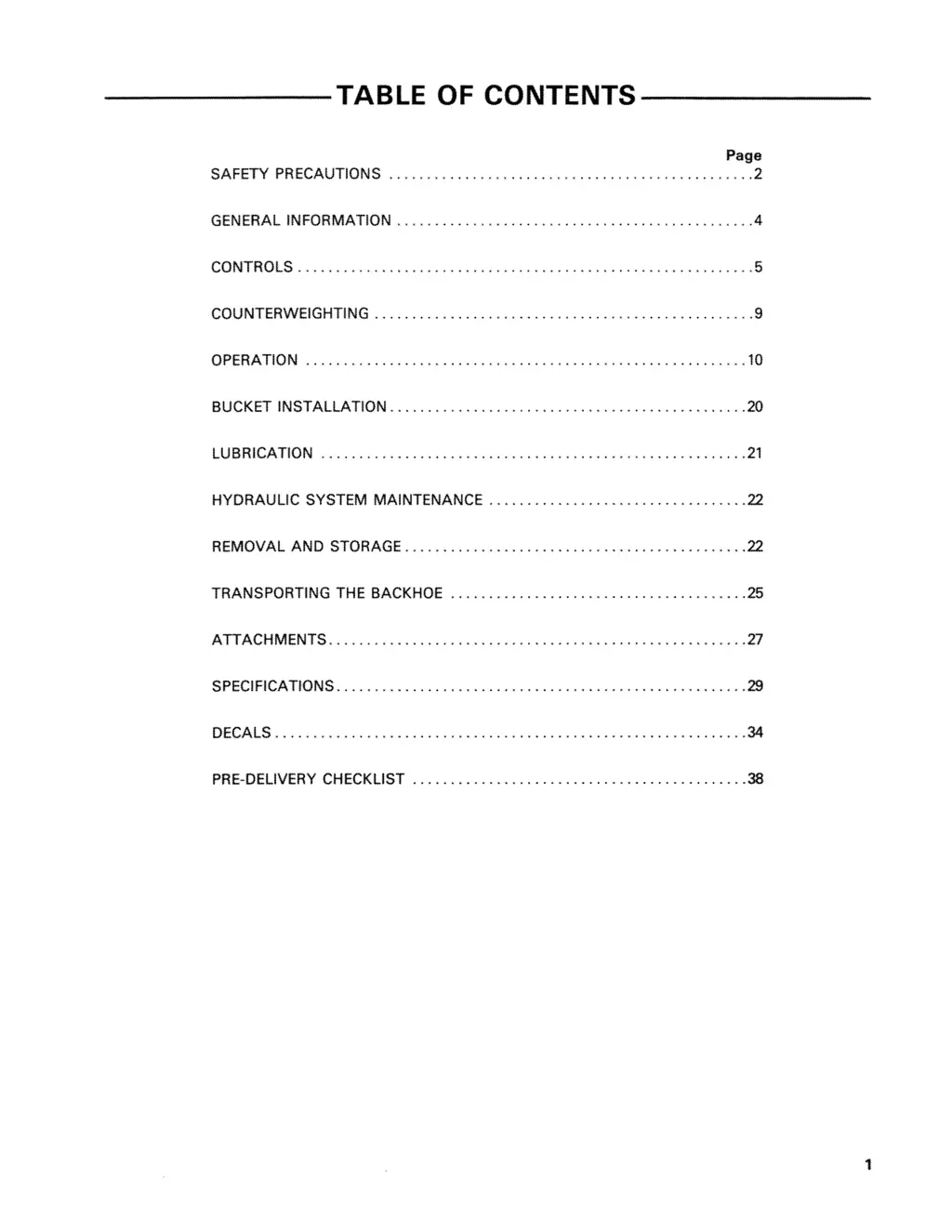 table of contents