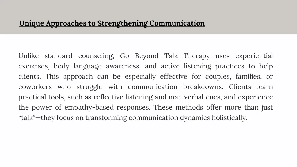 unique approaches to strengthening communication