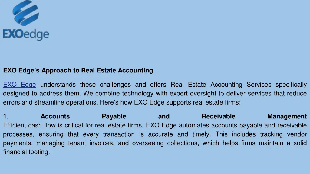 exo edge s approach to real estate accounting