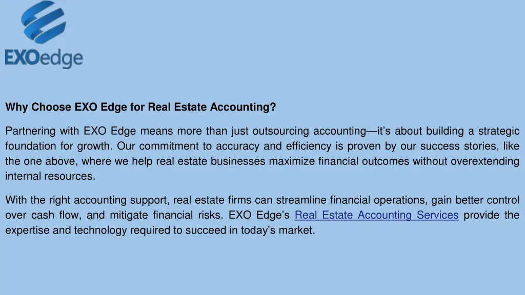 why choose exo edge for real estate accounting