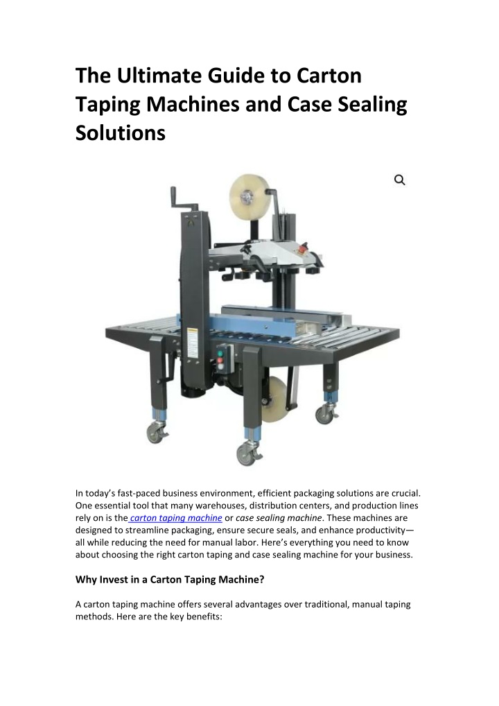 the ultimate guide to carton taping machines