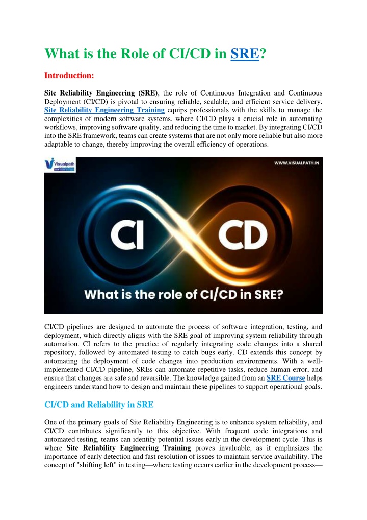 what is the role of ci cd in sre introduction