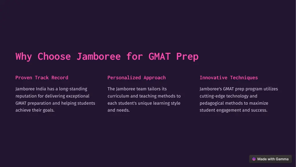 why choose jamboree for gmat prep