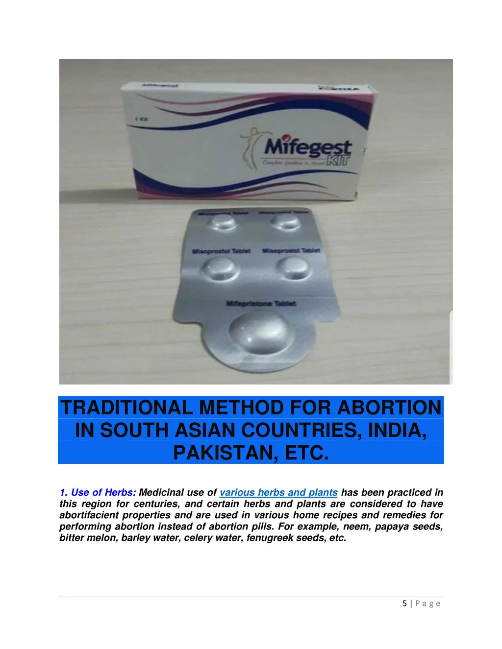 traditional method for abortion in south asian