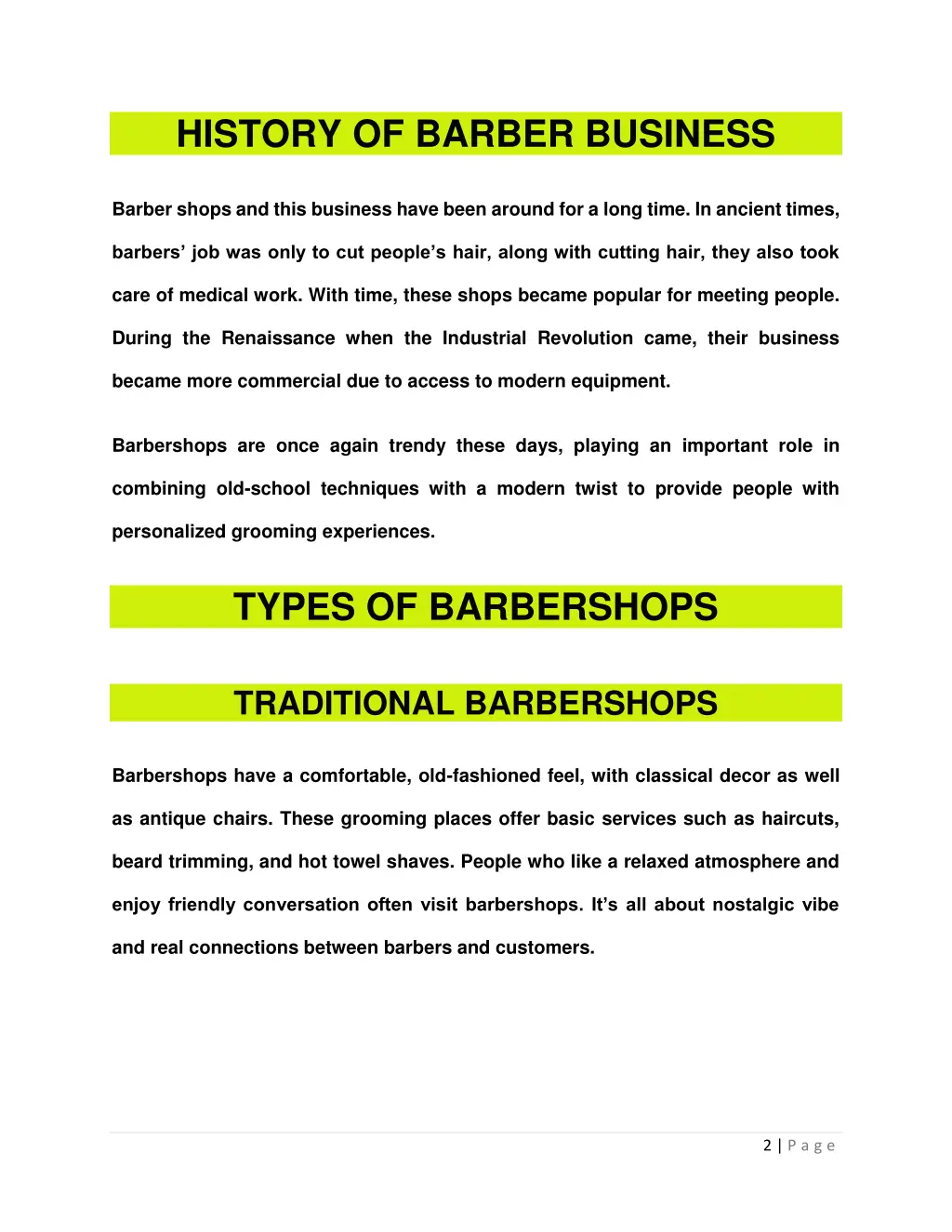 history of barber business