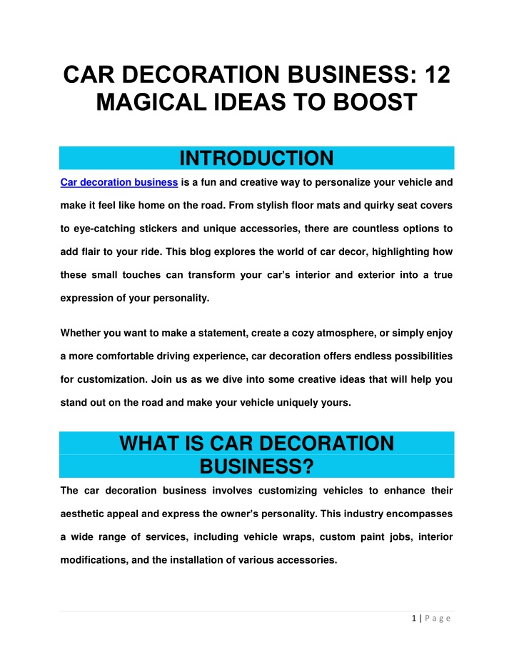 car decoration business 12 magical ideas to boost