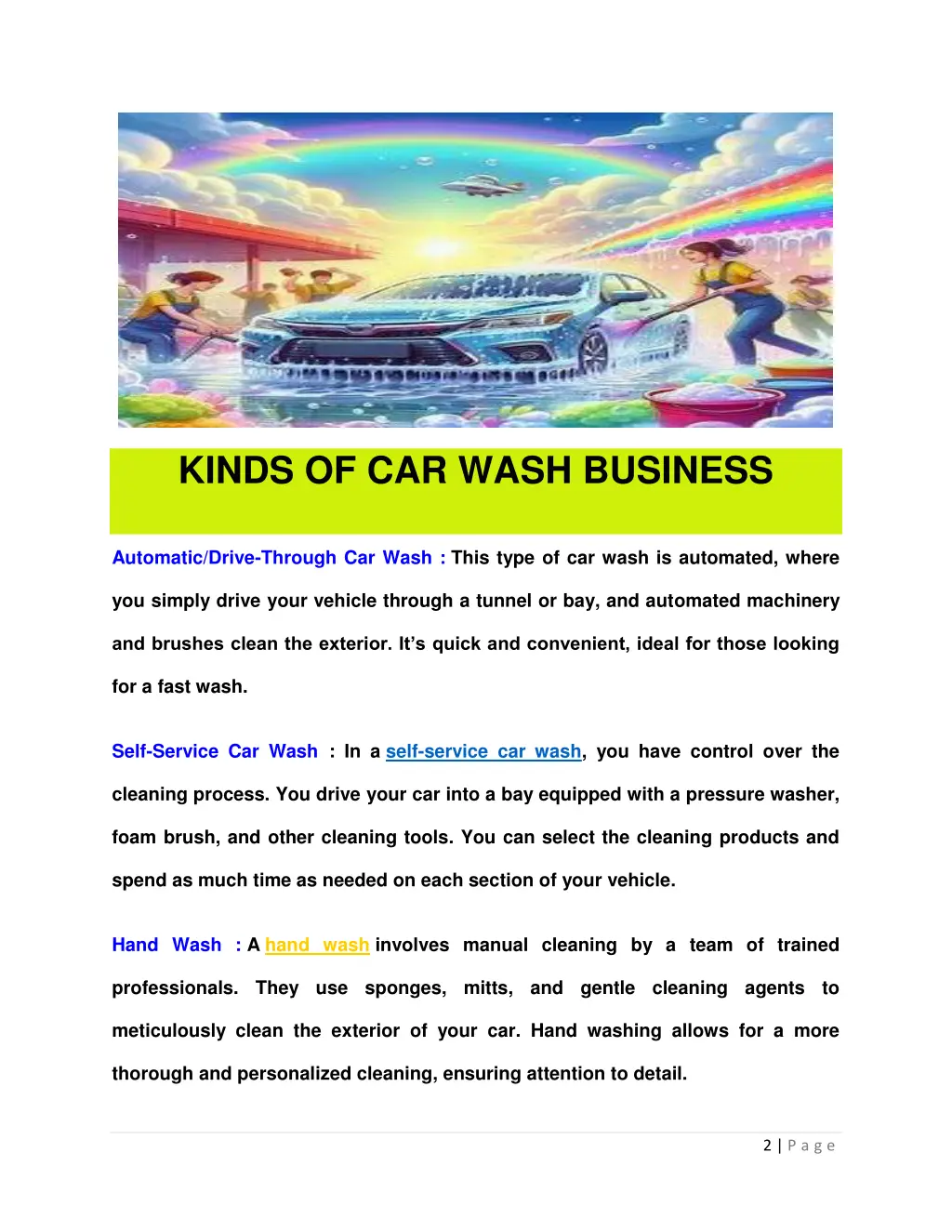 kinds of car wash business