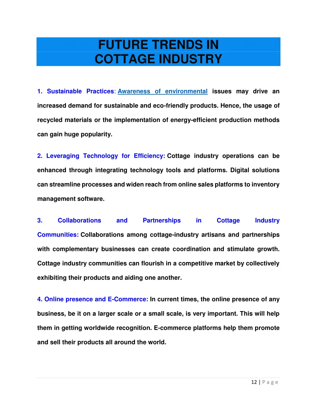 future trends in cottage industry