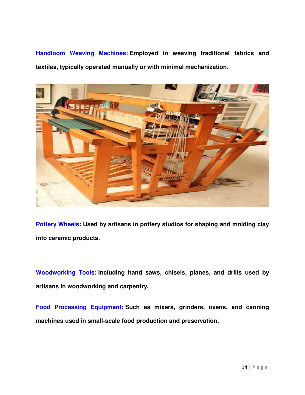 handloom weaving machines employed in weaving